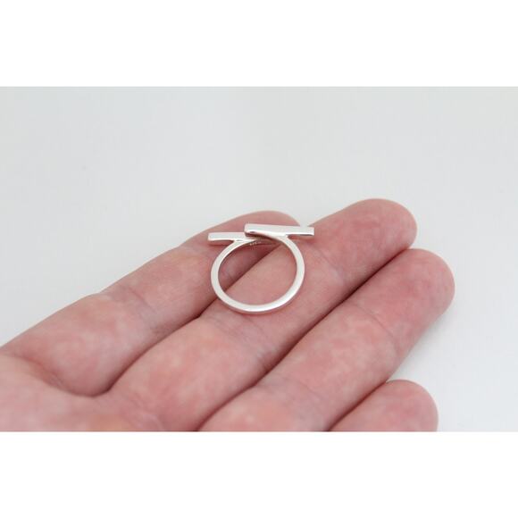 Sterling Silver Horizontal Bar Adjustable Ring, Horizontal Bar Adjustable Ring - Picture 3 of 5